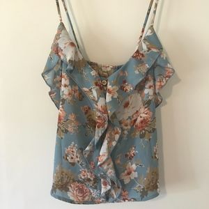 Blue floral tank top